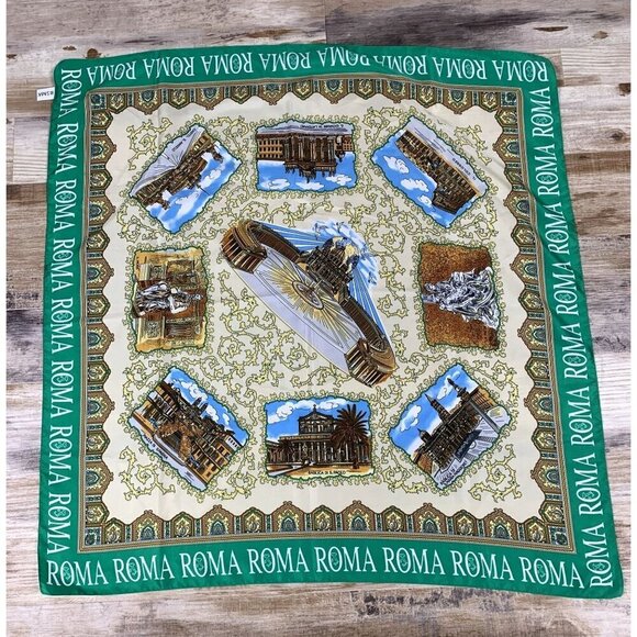 Beautiful Rome Roma Italy Landmark Themed Scarf - Made in Italy 35" square - Picture 1 of 11